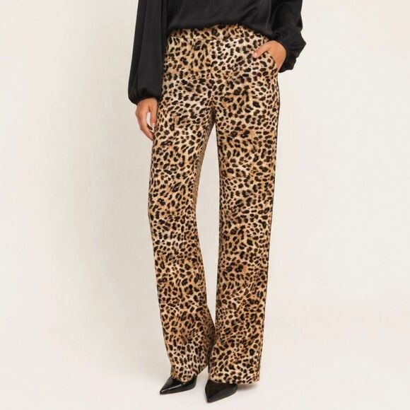 Zara Pants - Zara Satin Leopard Print Wide Leg Pants Size XS